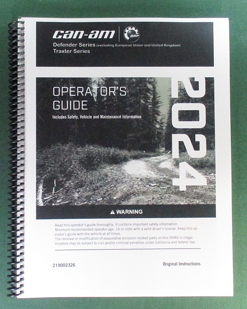2024 Can-Am Defender DPS HD7 Owner’s Manual: 244 Pages & Protective Covers