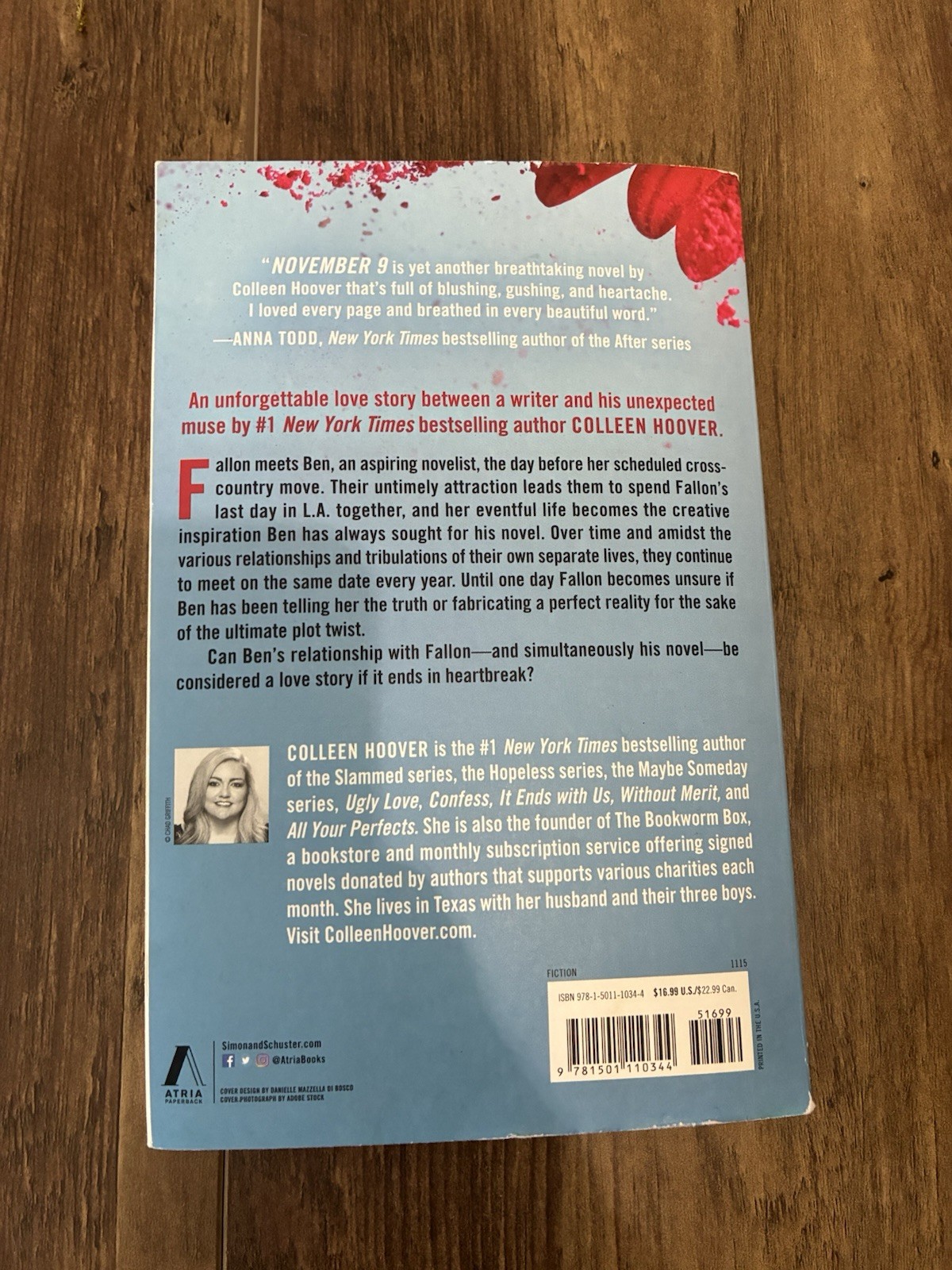 Colleen Hoover November 9: A Novel Trade Paperback Fiction 2015 English