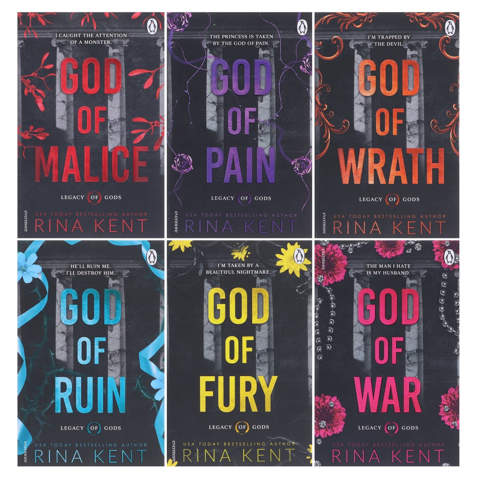 Legacy of Gods Series Dark Romance by Rina Kent: Complete 6 Books Set – PB