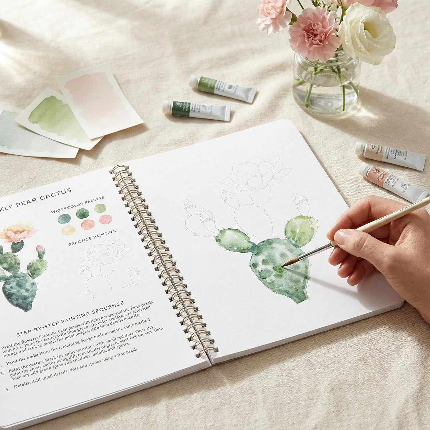 Beautiful Watercolor Book for Beginners – Guided Watercolor Painting Workbook w