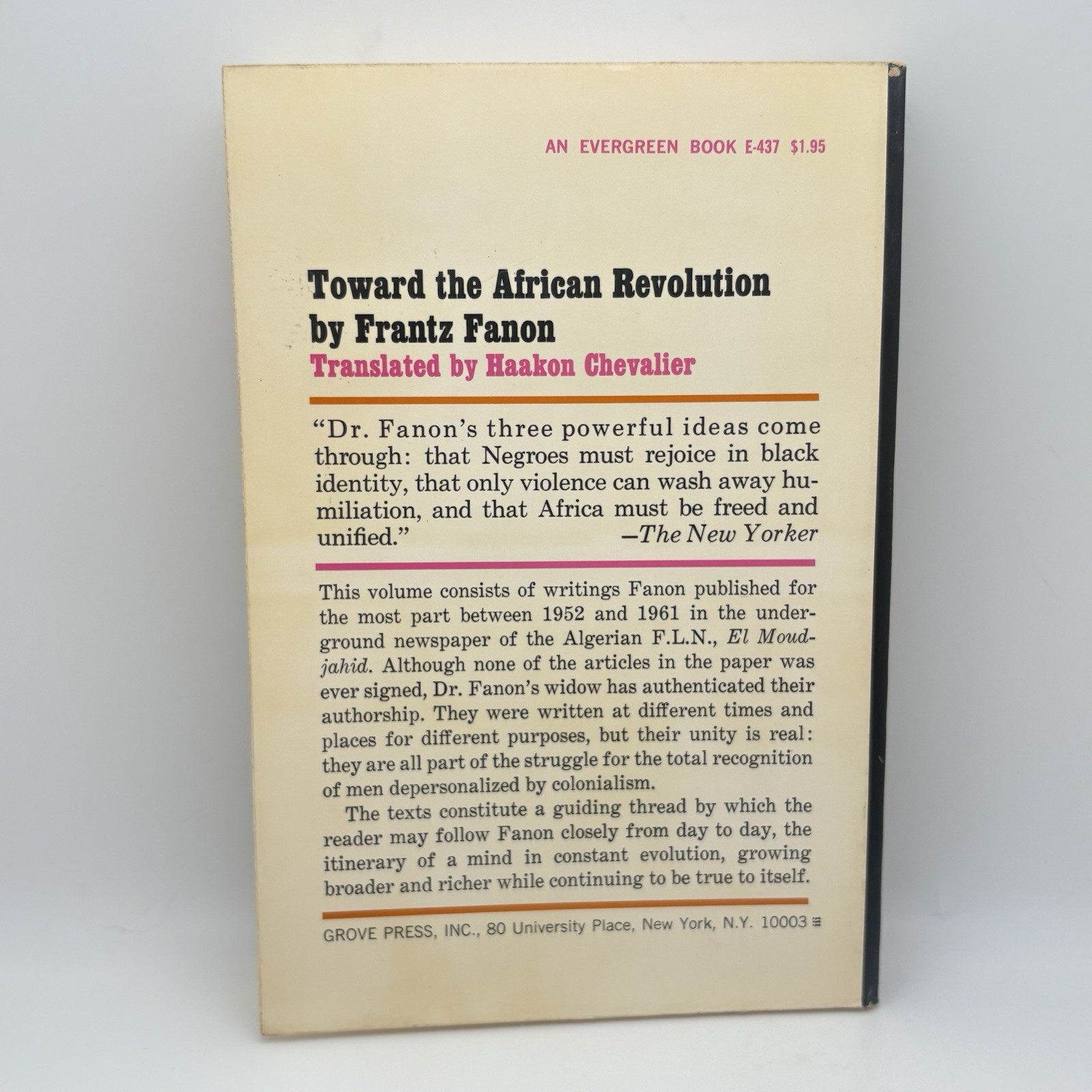Toward the African Revolution – Frantz Fanon – 1967 Grove Press Rare PB VG