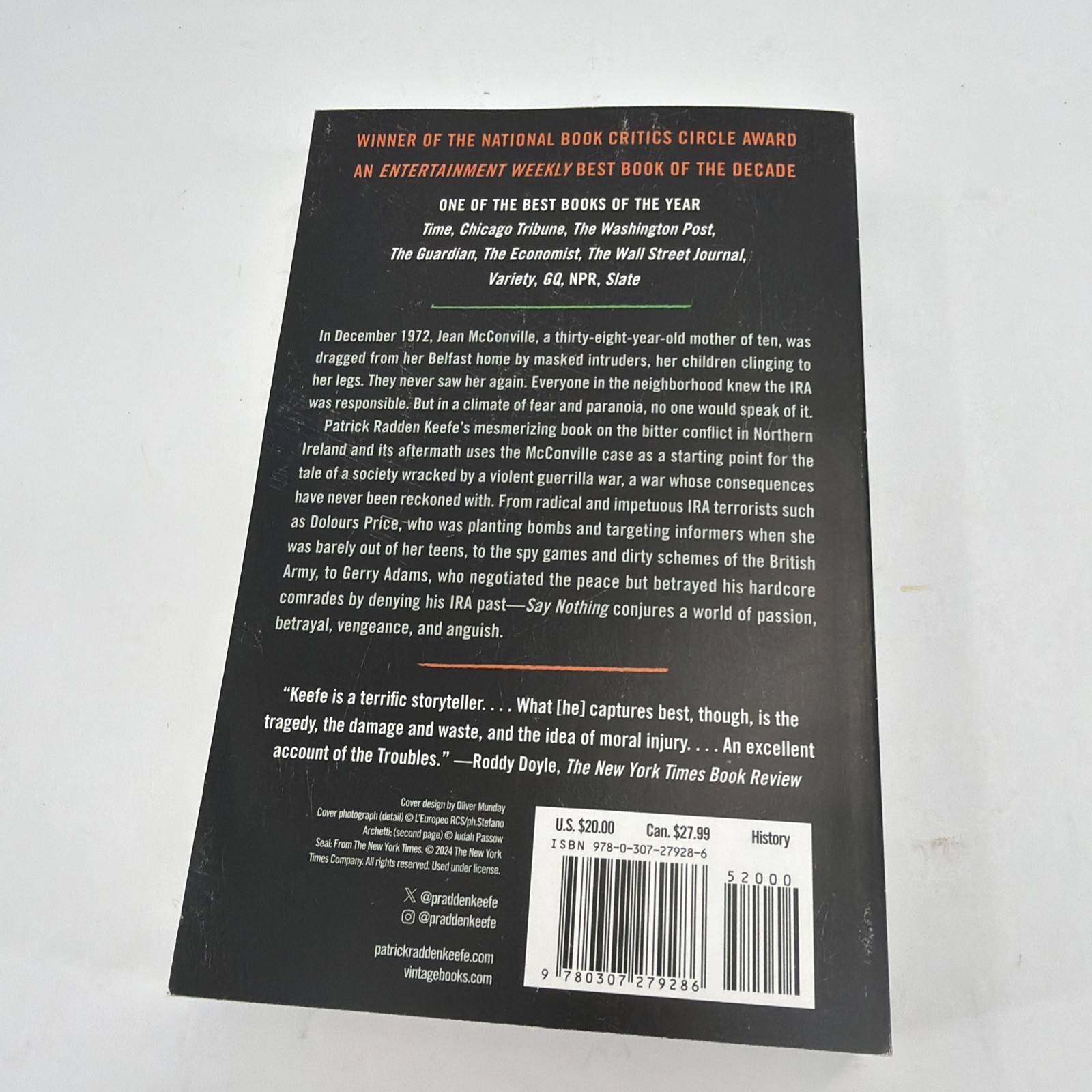 Say Nothing: A True Story of Murder and Memory in Northern Ireland, Keefe, Patri