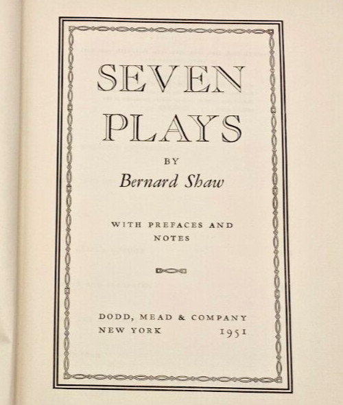 George Bernard Shaw Seven Plays Hardback Book Published 1951 Kingsport TN