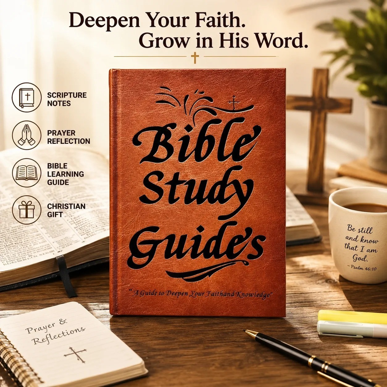 66-Page Bible Study Guide, Daily Devotional Journal,Study Notebook Based Planner