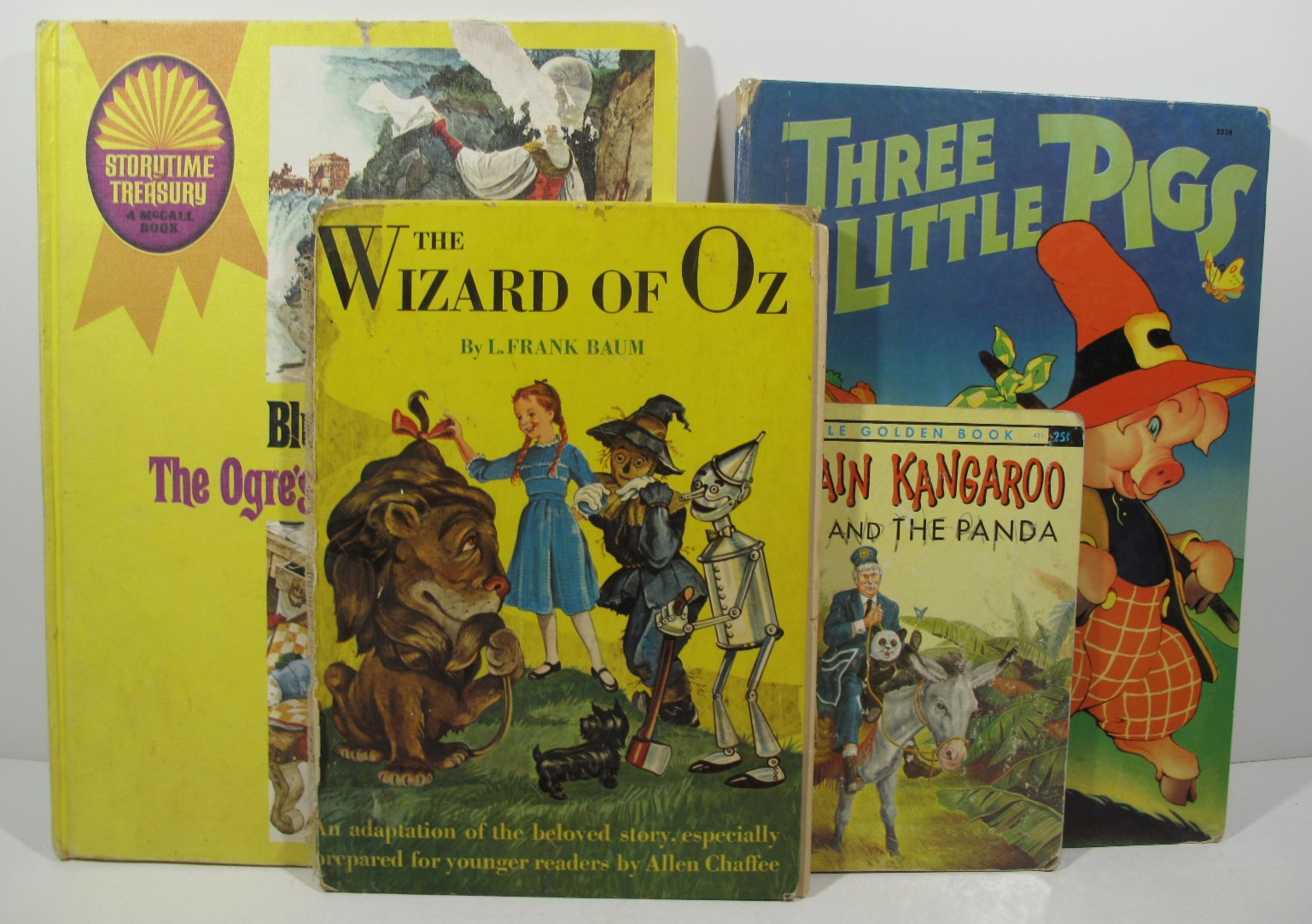 Lot of 4 VTG Books for Crafting~Decor~Wall Art~Wizard of Oz~Bluebeard~Three Pigs