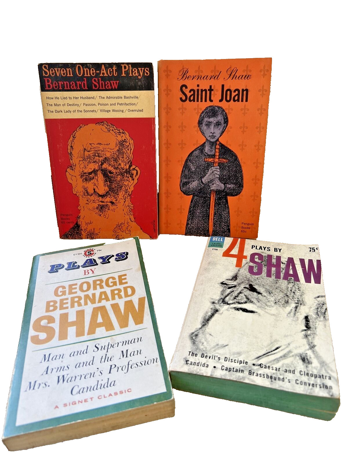 Bernard Shaw Plays- Saint Joan, Candida Man & Superman Lot of 4 Vtg 50s-60s PB