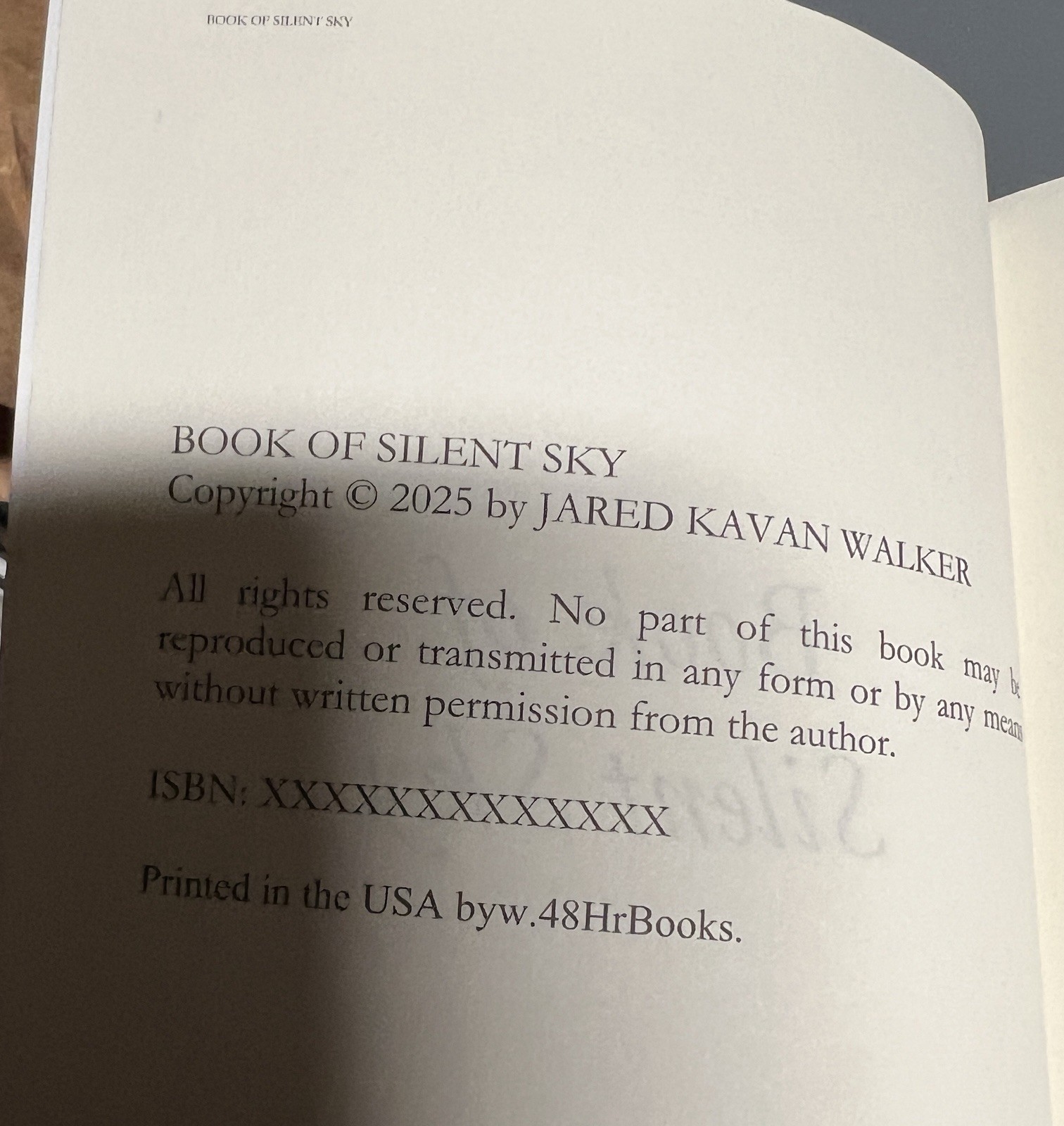 Book Of Silent Sky Jared Kavan Walker – G