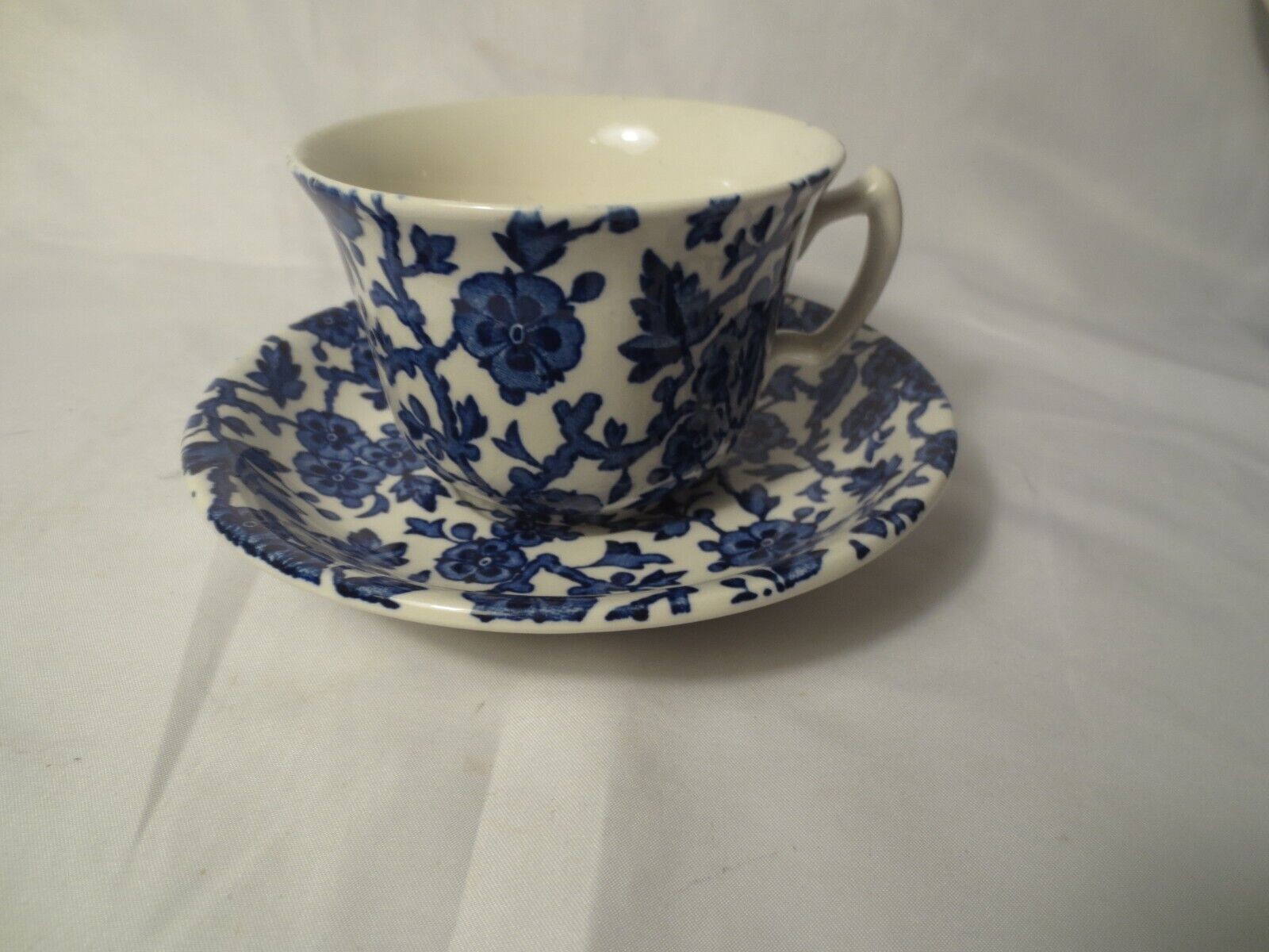 Burleigh Arden Blue Breakfast Cup & Saucer 7oz Staffordshire England Excellent