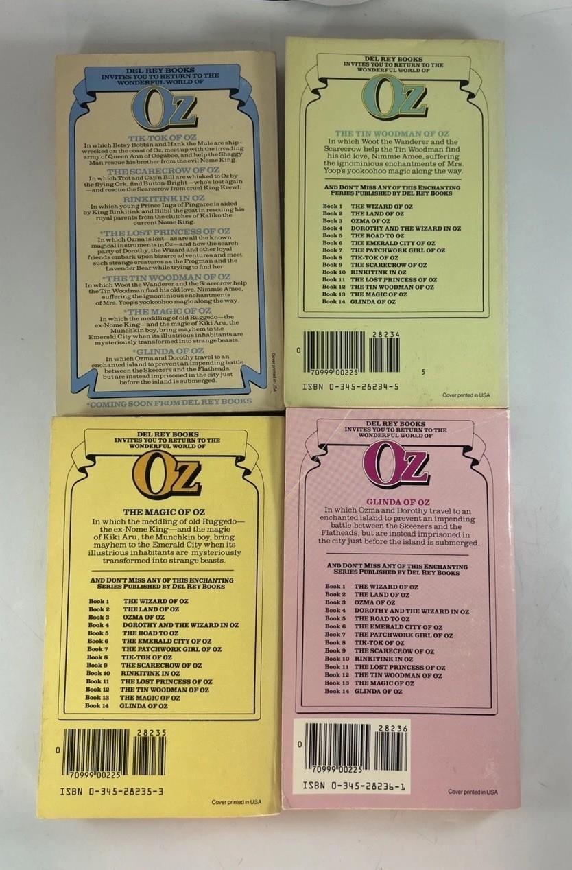 Lot of 8 Wonderful Oz Books 3, 5-8 & 12-14 L Frank Baum Del Rey Ballantine Books