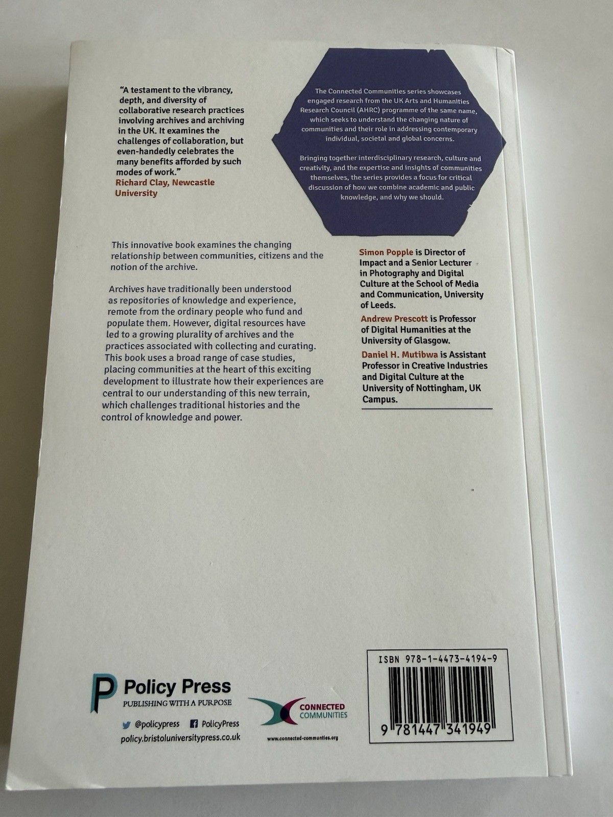 Communities, archives and new collaborative practices Popple, Prescott, Mutibwa