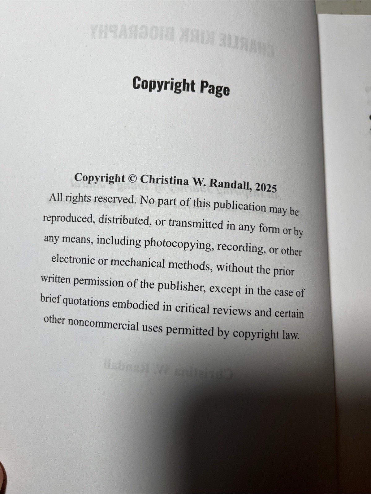 Charlie Kirk Biography by Christina W. Randall (Y24)