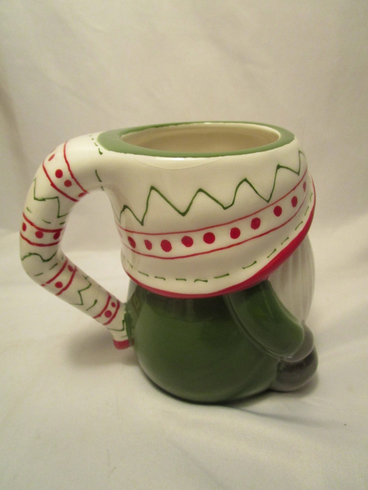 POTTERY BARN Christmas Sweater Ceramic Gnome Shaped Mug 12oz