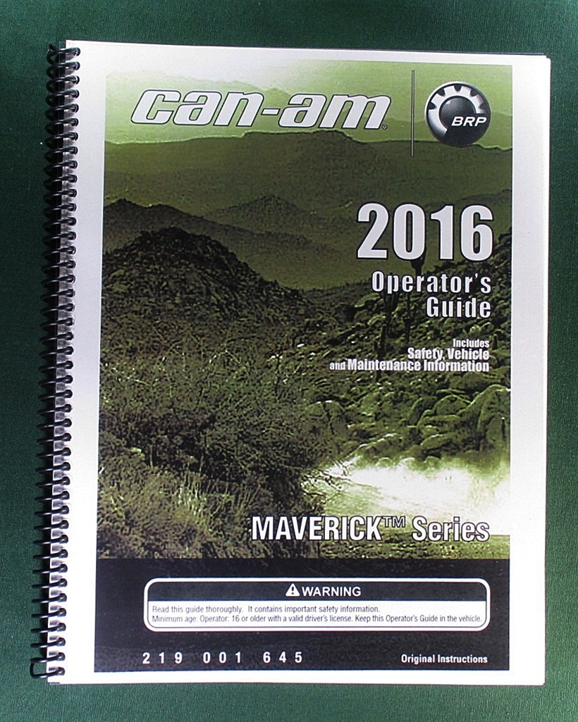 2016 Can-Am Maverick 1000R Owner’s Manual: 163 Pages & Protective Covers!