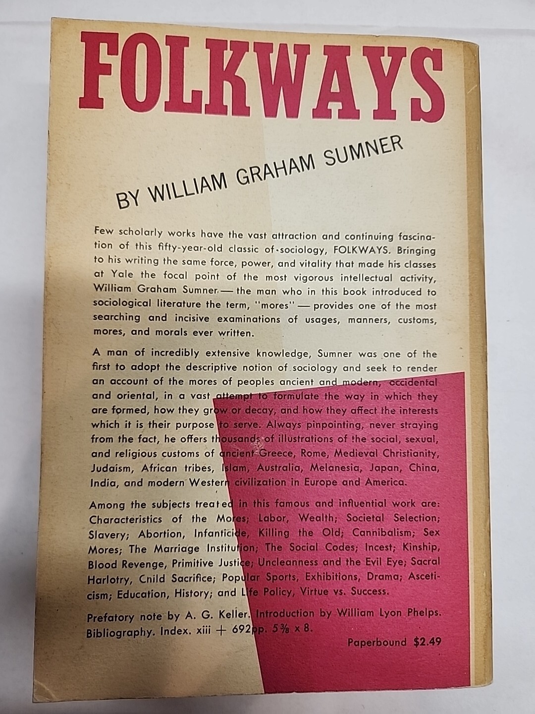 Folkways Paper Back Book by William Graham Sumner Clean Pages
