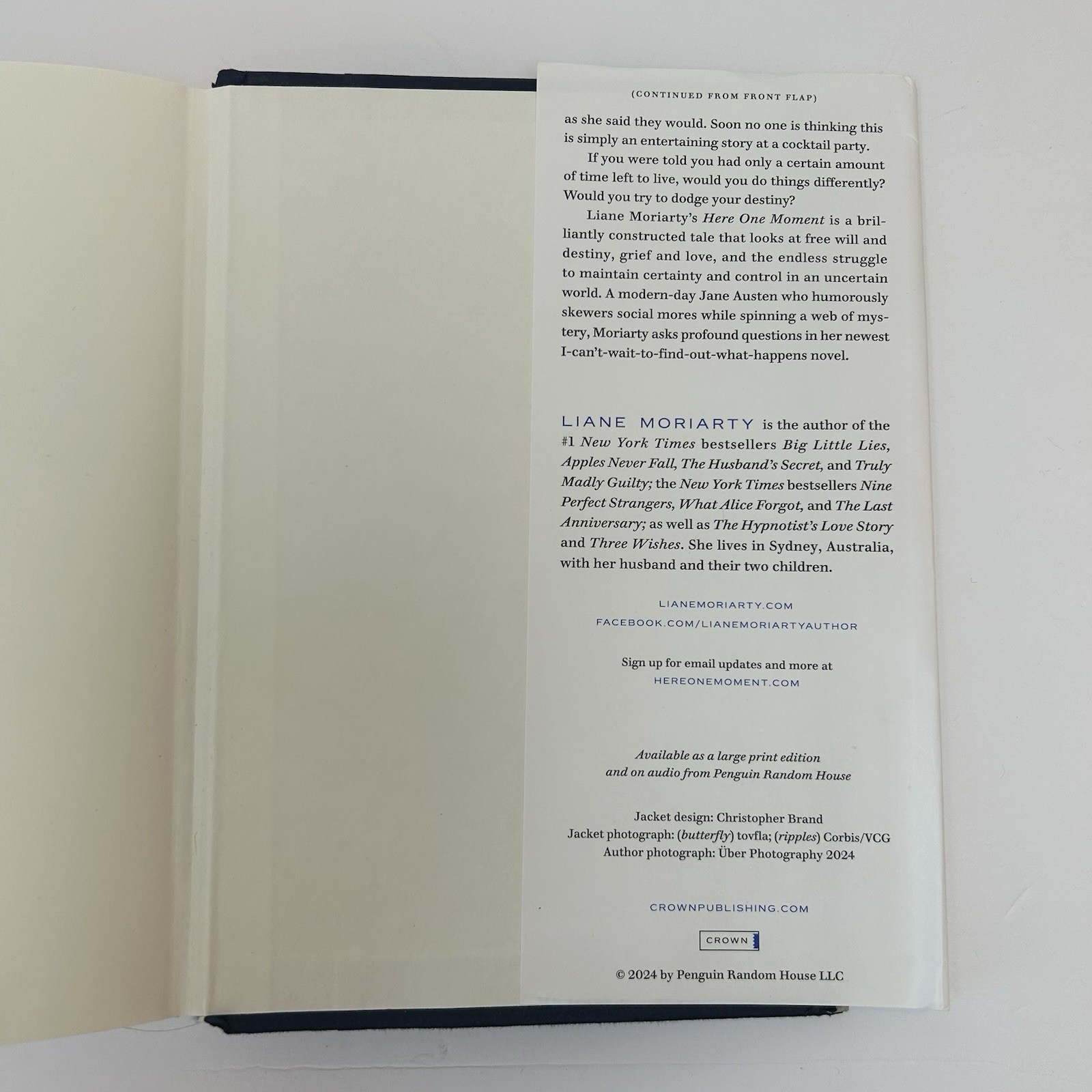Here One Moment by Liane Moriarty 2024 Hardcover AUTOGRAPHED SIGNED 1ST EDITION
