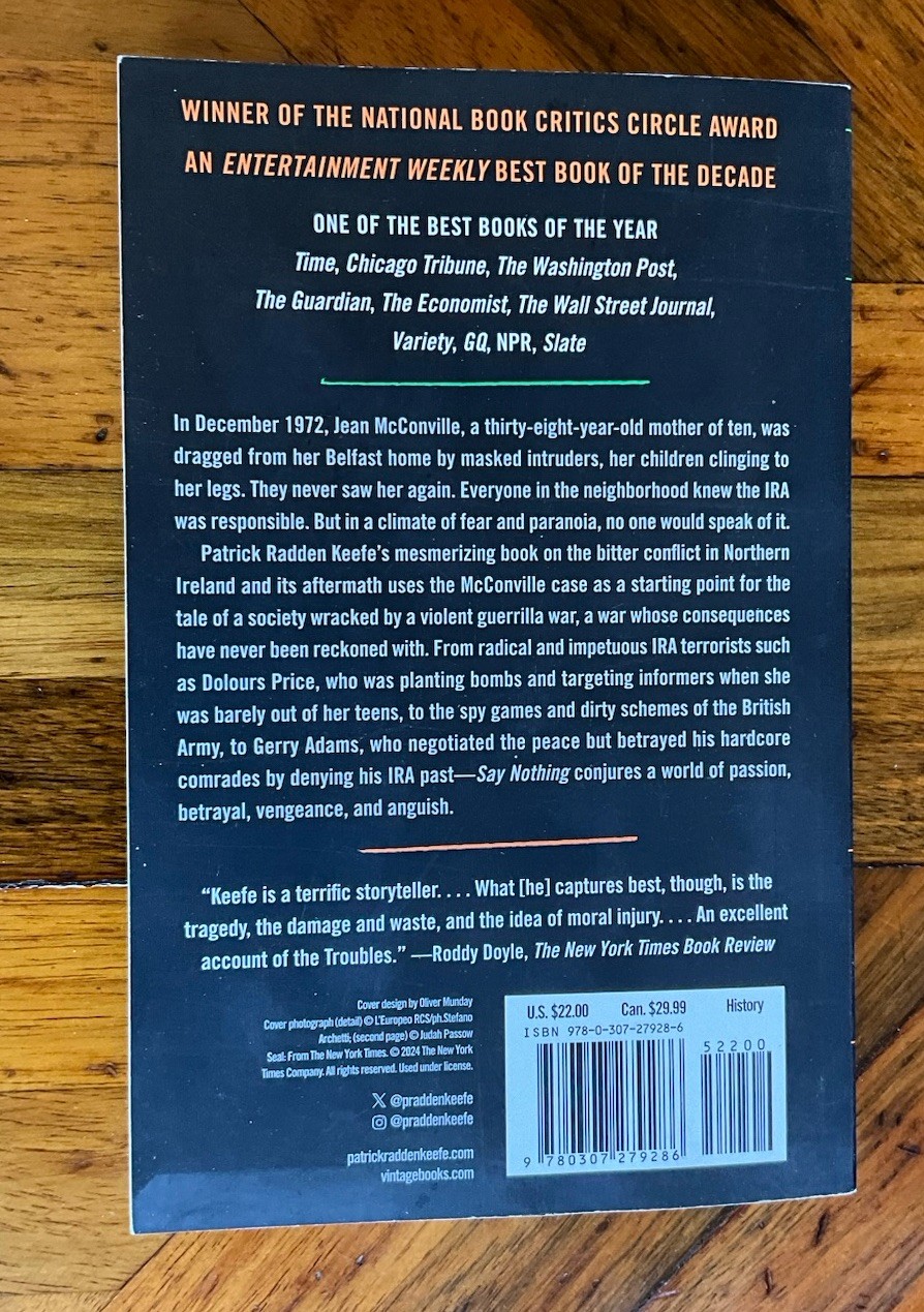Patrick Radden Keefe- Say Nothing -Signed 2020 PB Unread