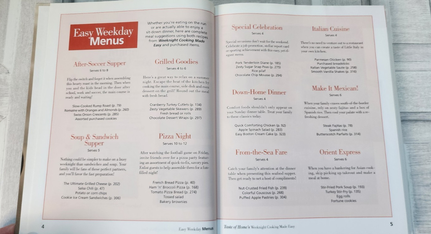 Taste of Home 2006 Weeknight Cooking Made Easy 336 pages hardcover 304 recipes