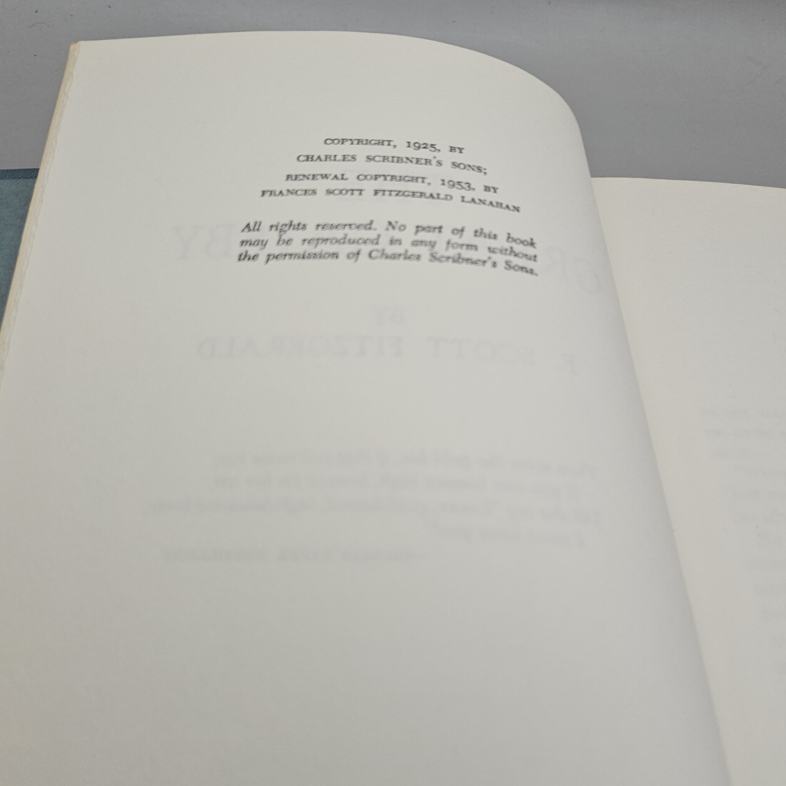 The Great Gatsby by F. Scott Fitzgerald, Charles Scribner’s Sons, Hardcover