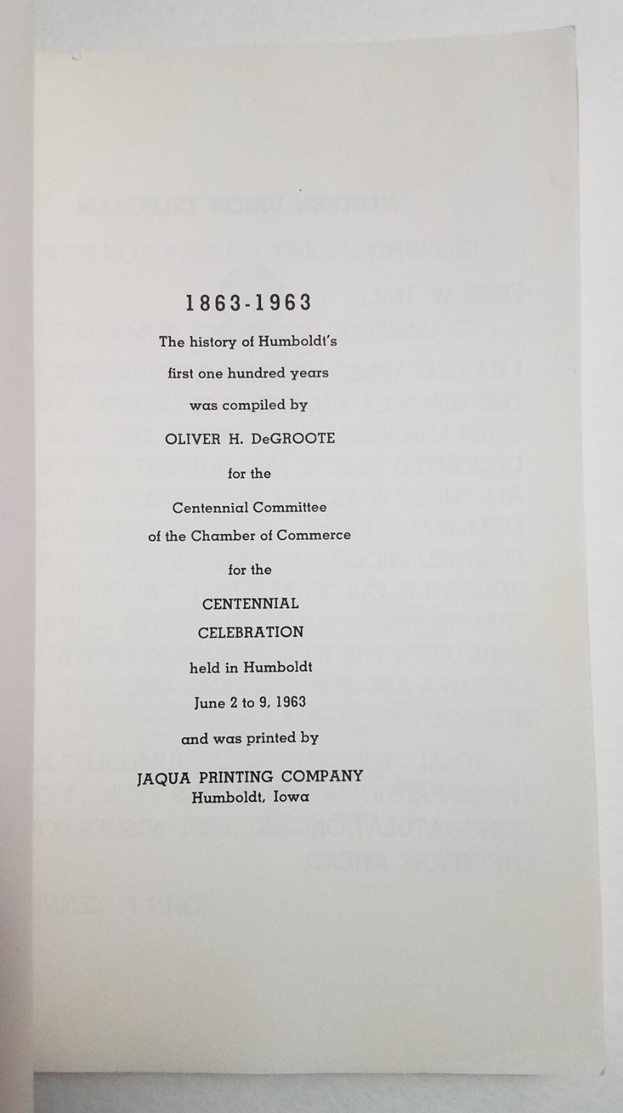 Humboldt Iowa History 1863-1963 Softcover Book & 1913 Insert 336 Pages