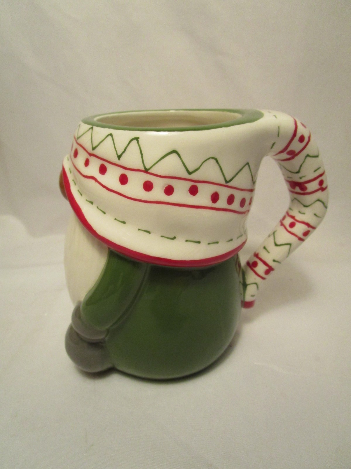 POTTERY BARN Christmas Sweater Ceramic Gnome Shaped Mug 12oz