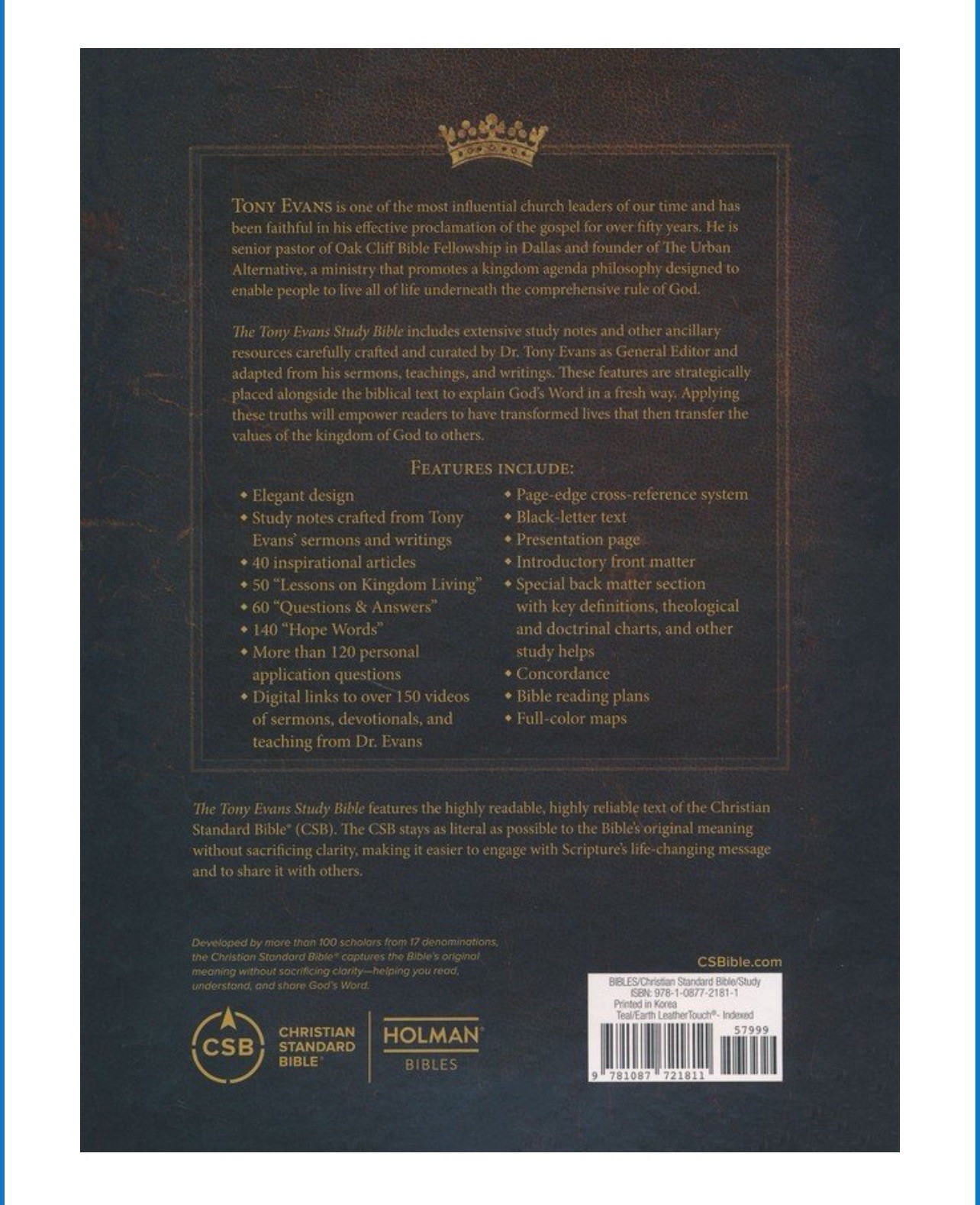 CSB Tony Evans Study Bible, Teal/Earth LeatherTouch : Advancing God’s Kingdom