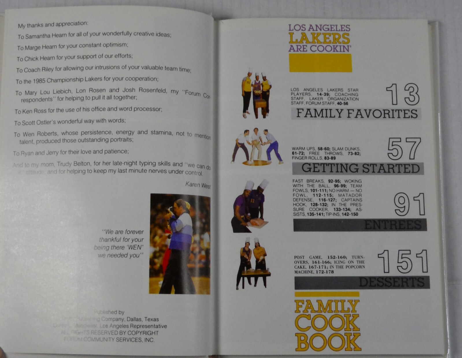 World Champion Los Angeles Lakers Are Cookin’ Family Cookbook 1985 HC 184 pages