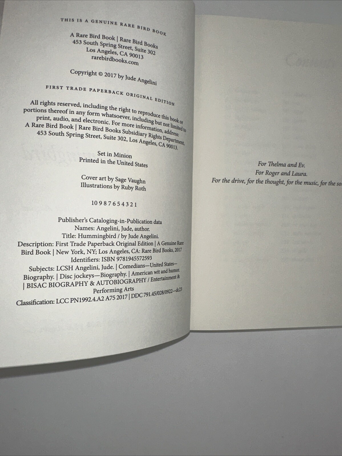Hummingbird: Essays [Genuine Rare Bird Book] by Angelini, Jude paperback Book