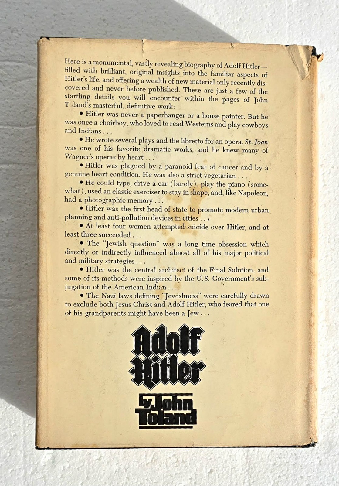 ADOLF HITLER Hardback Book 584 Pages Book Club Edition Dust Jacket John Toland