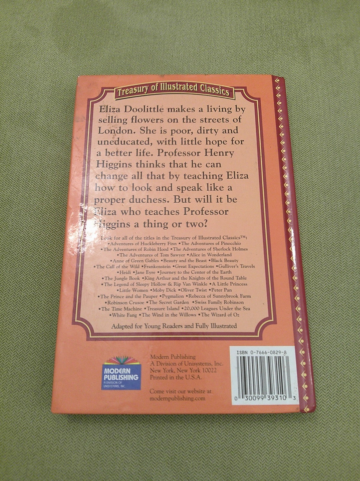 Pygmalion by George Bernard Shaw, ADAPTED FOR YOUNG READERS, Hardcover