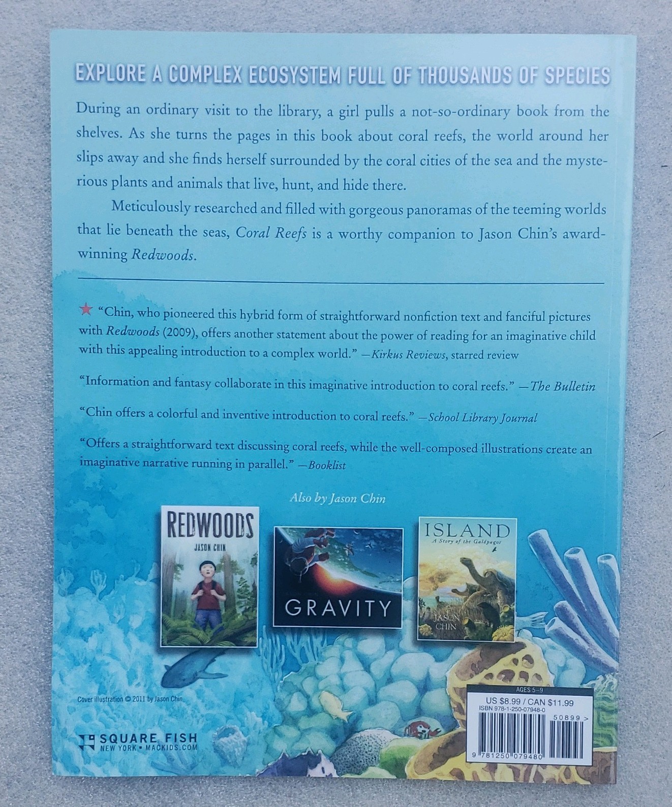 Square Fish Coral Reefs by Jason Chin, Trade Paperback 2016, Marine Life