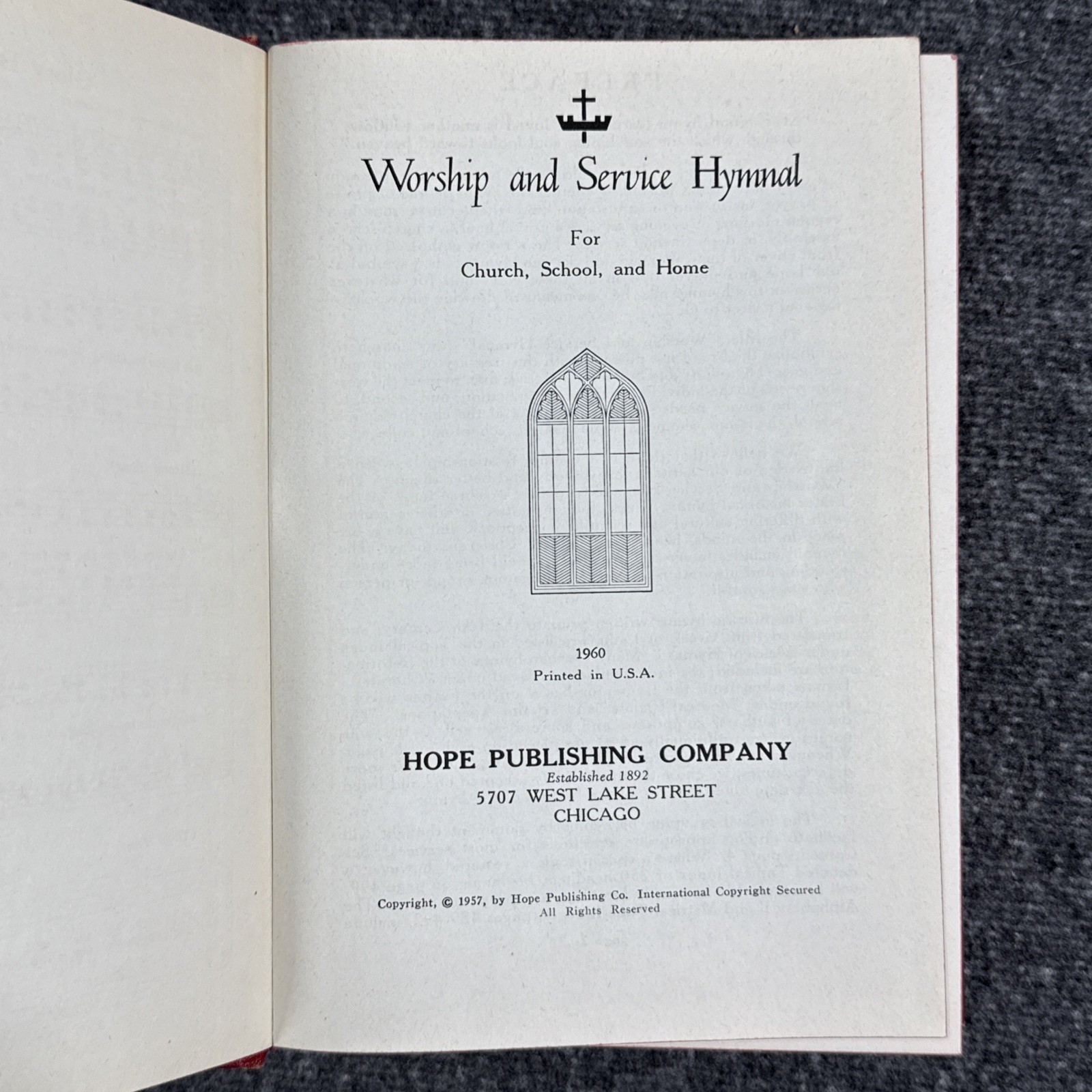 Worship and Service Hymnal 1969 Hope Publishing Vintage Hardcover RARE 512 Pages