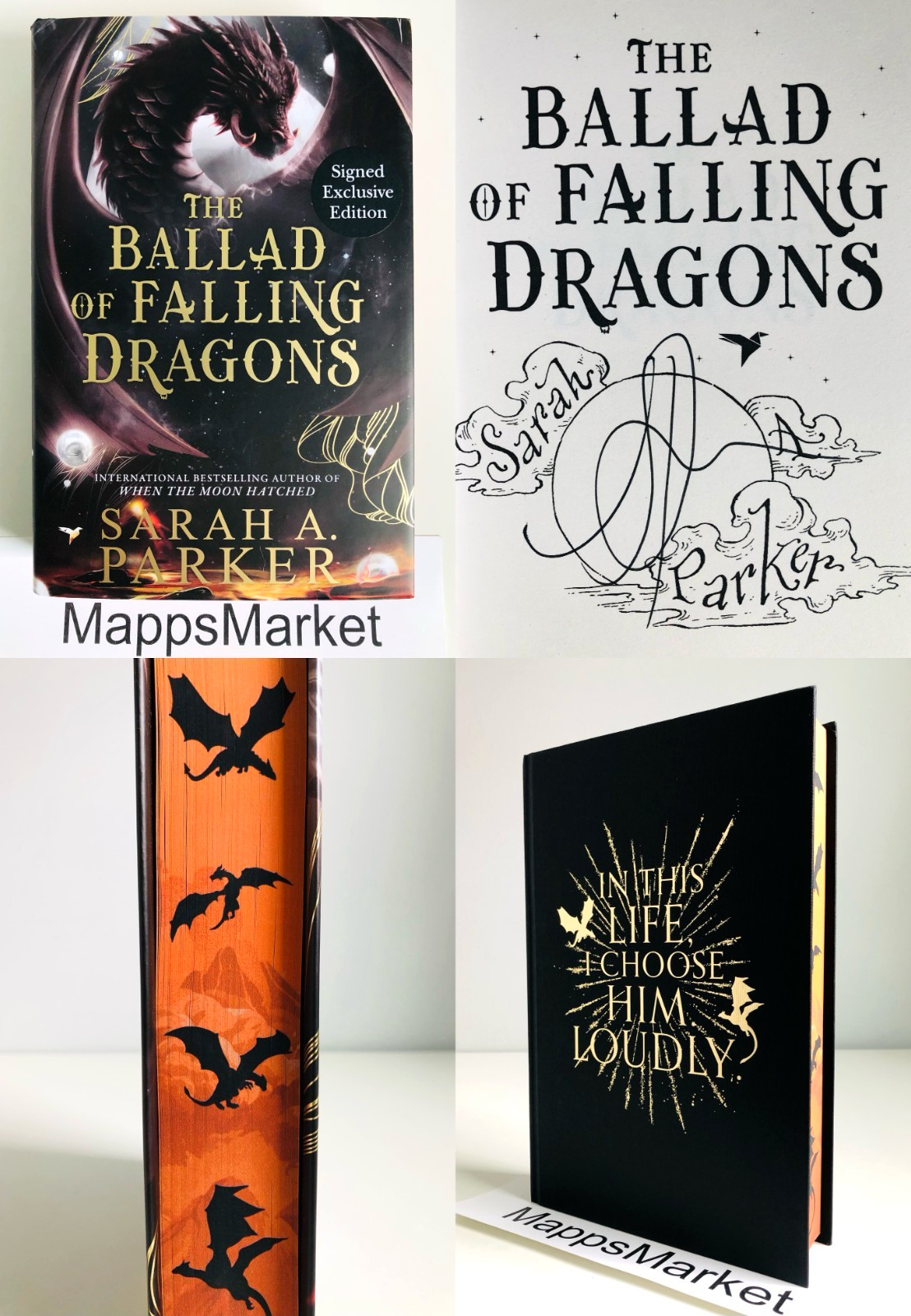 The Ballad of Falling Dragons SIGNED Sarah A. Parker WATERSTONES UK 1/1 Sprayed