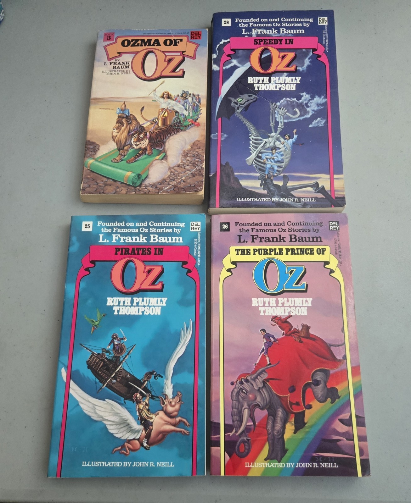 Lot (4) Wizard of Oz Del Rey Vtg Paperbacks Frank Baum Classics Fantasy