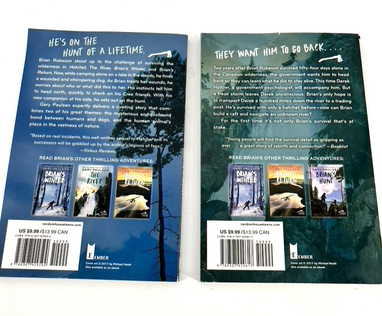 Hatchet Adventure BRIAN’S HUNT & THE RIVER by Gary Paulsen Brian’s Saga Set of 2
