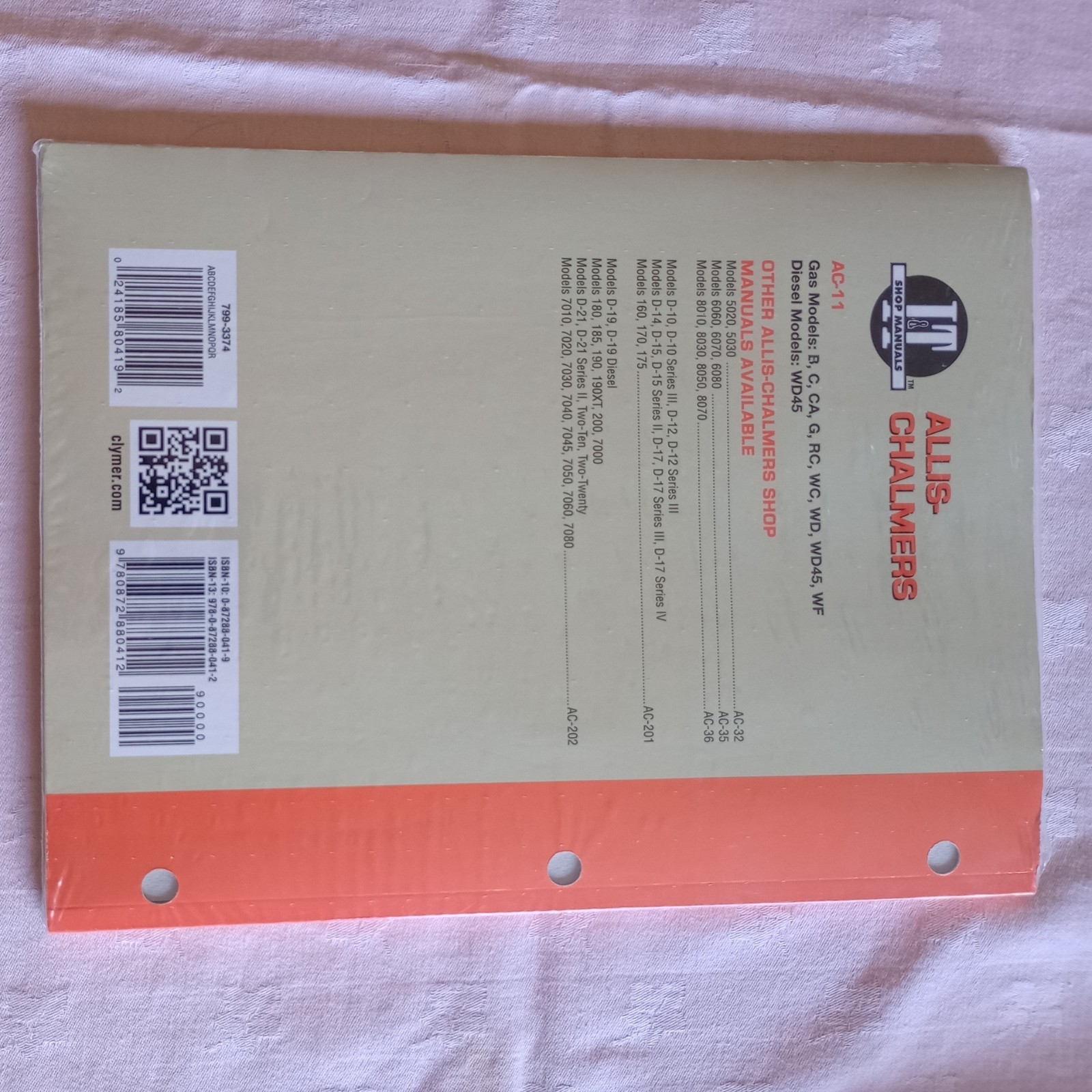 Allis Chalmers Shop Manual Models B C CA G RC WC WD + by Editors of Haynes…