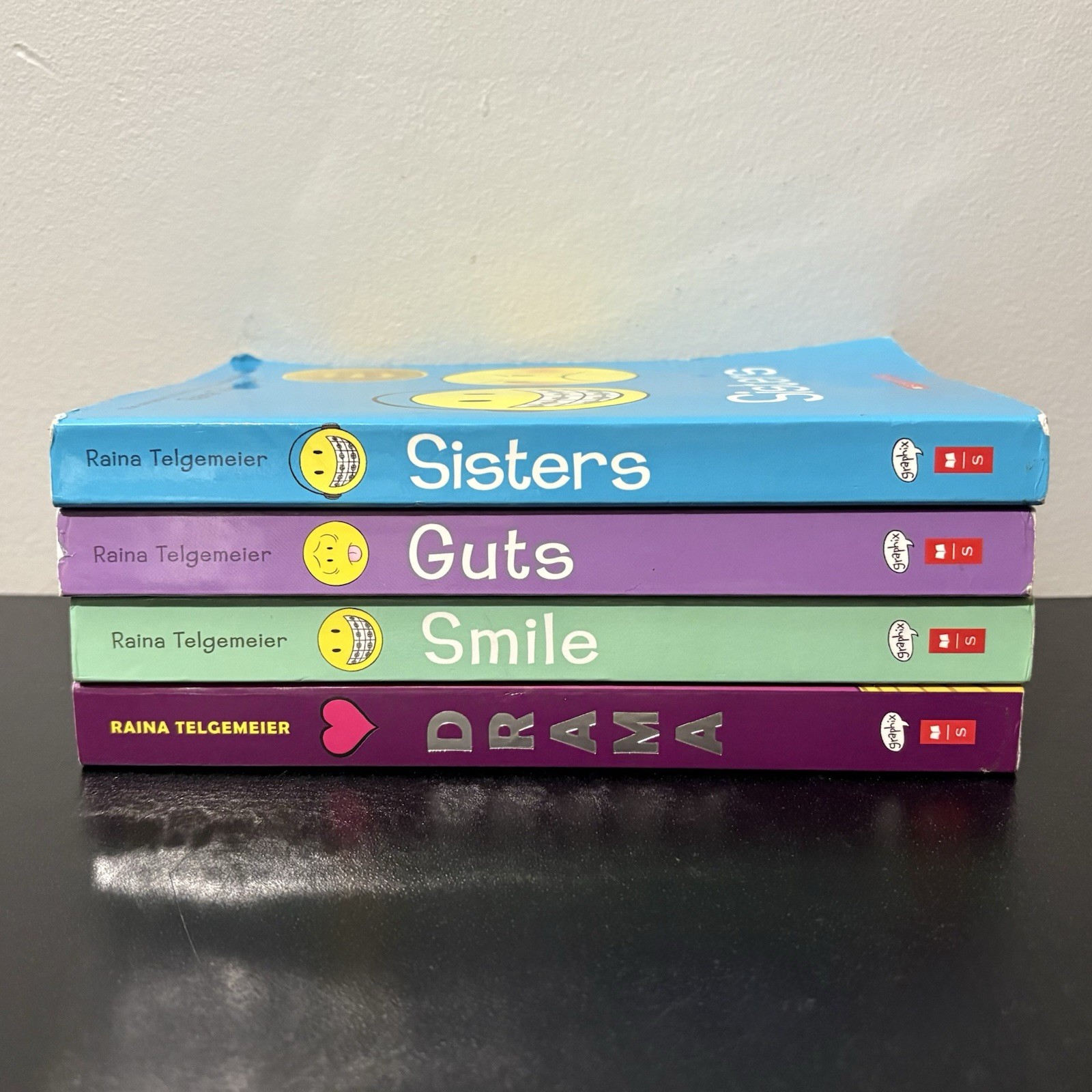 Raina Telgemeier Smile Drama Sisters Guts Lot of 4 Middle Grade Graphic Novels