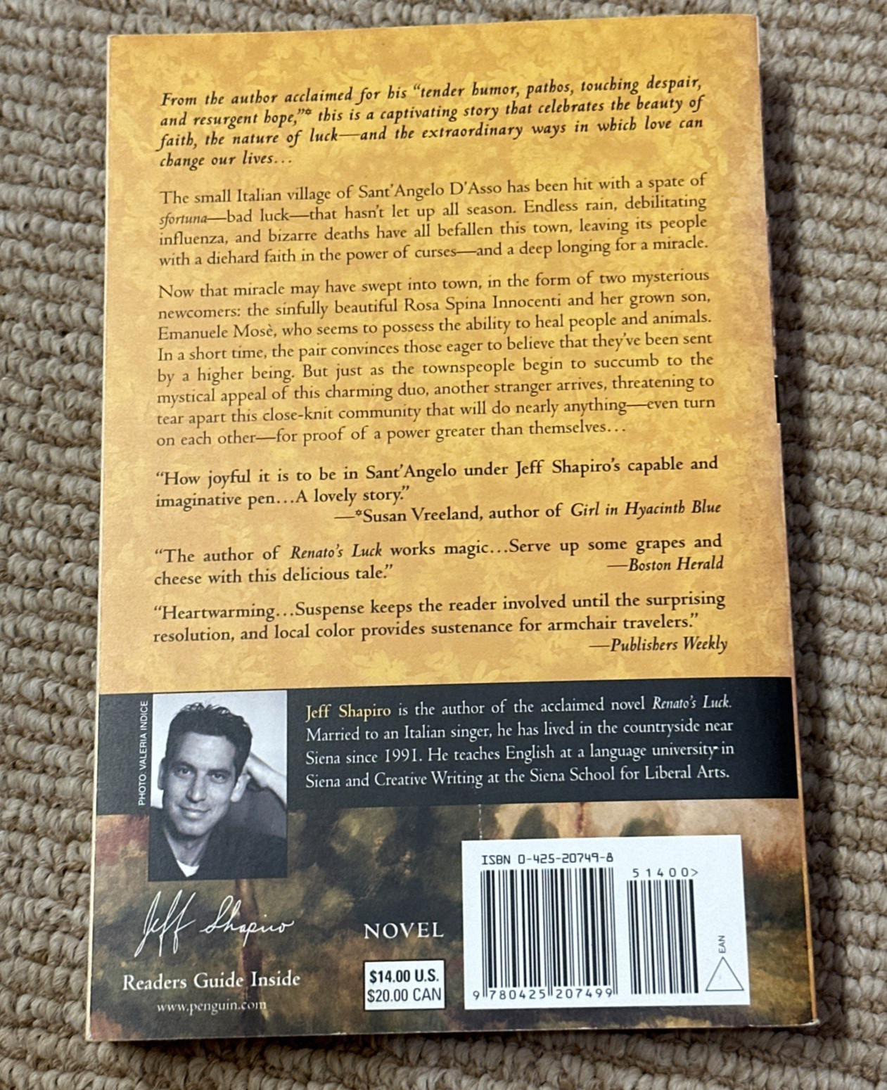 Secrets of Sant’angelo a novel by Jeff Shapiro 2006 paperback PB