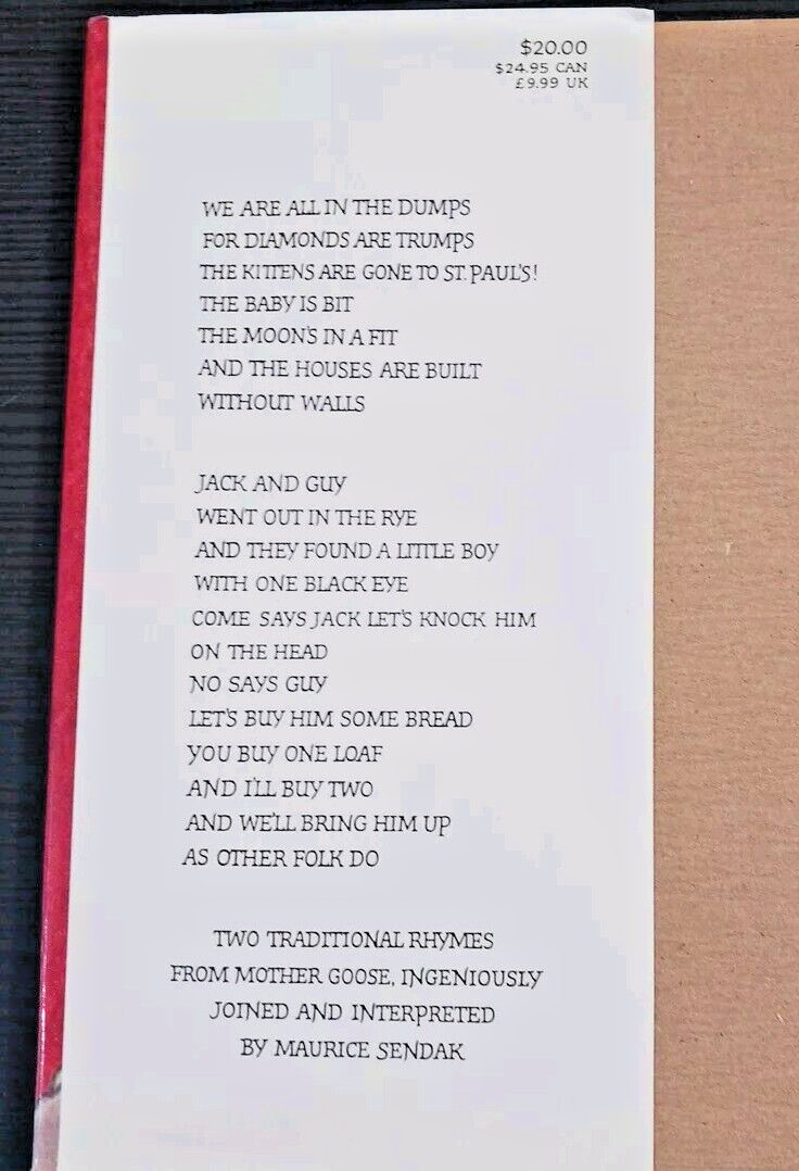 Maurice Sendak FIRST EDITION We Are All In The Dumps Jack Guy Nursery Rhymes HC