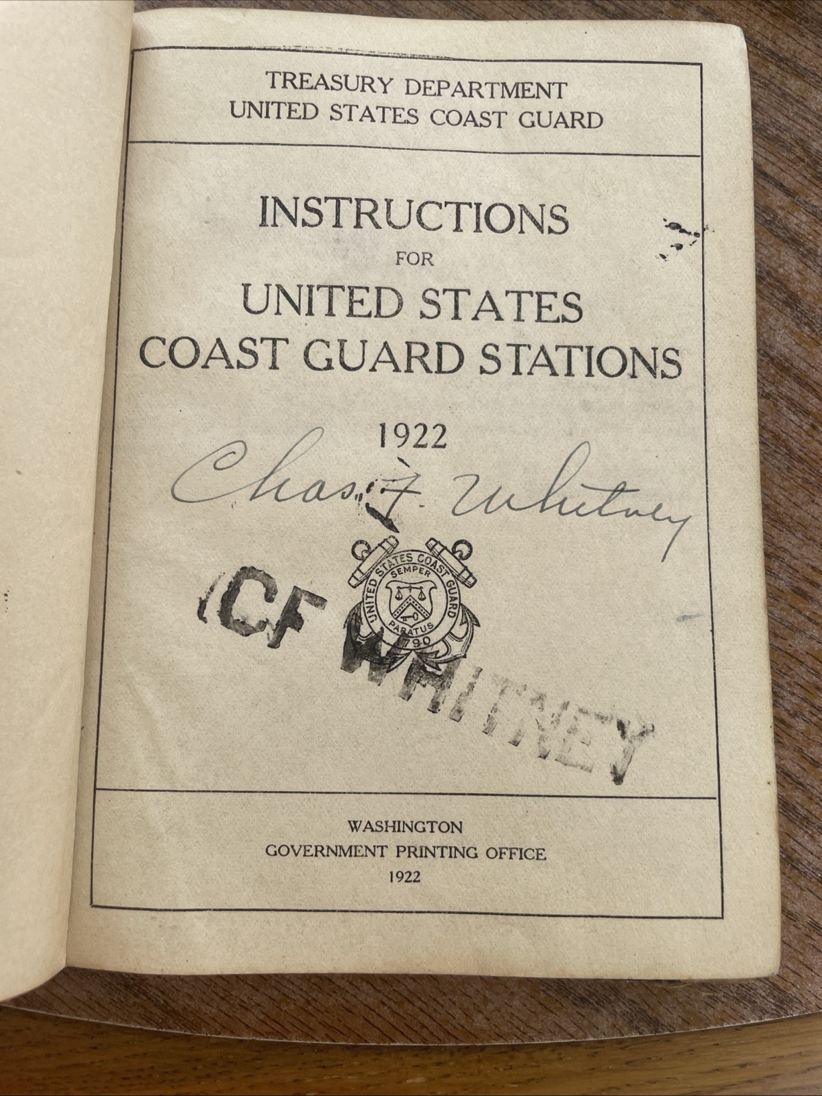 Instructions For US Coast Guard Stations 1922-named
