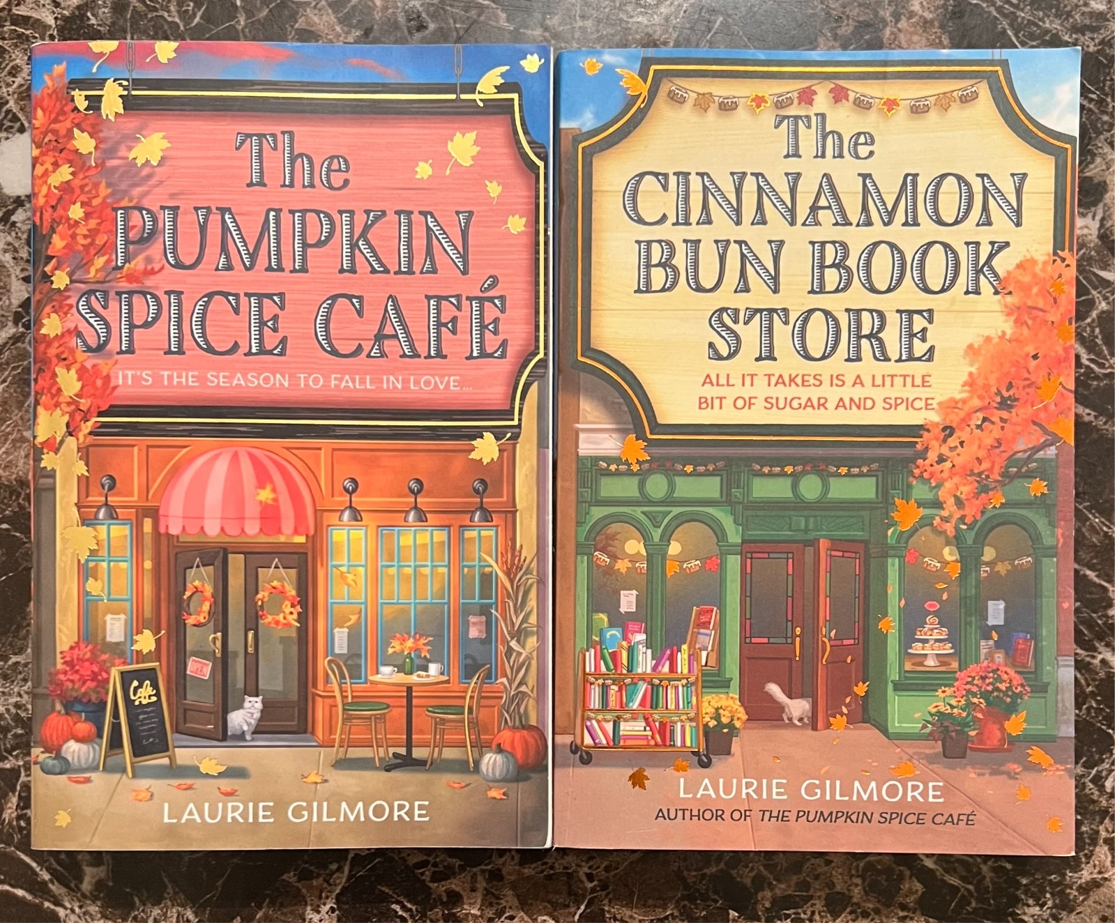 2 Books Set: Pumpkin Spice Cafe and Cinnamon Bun Book Store (English, Paperback)