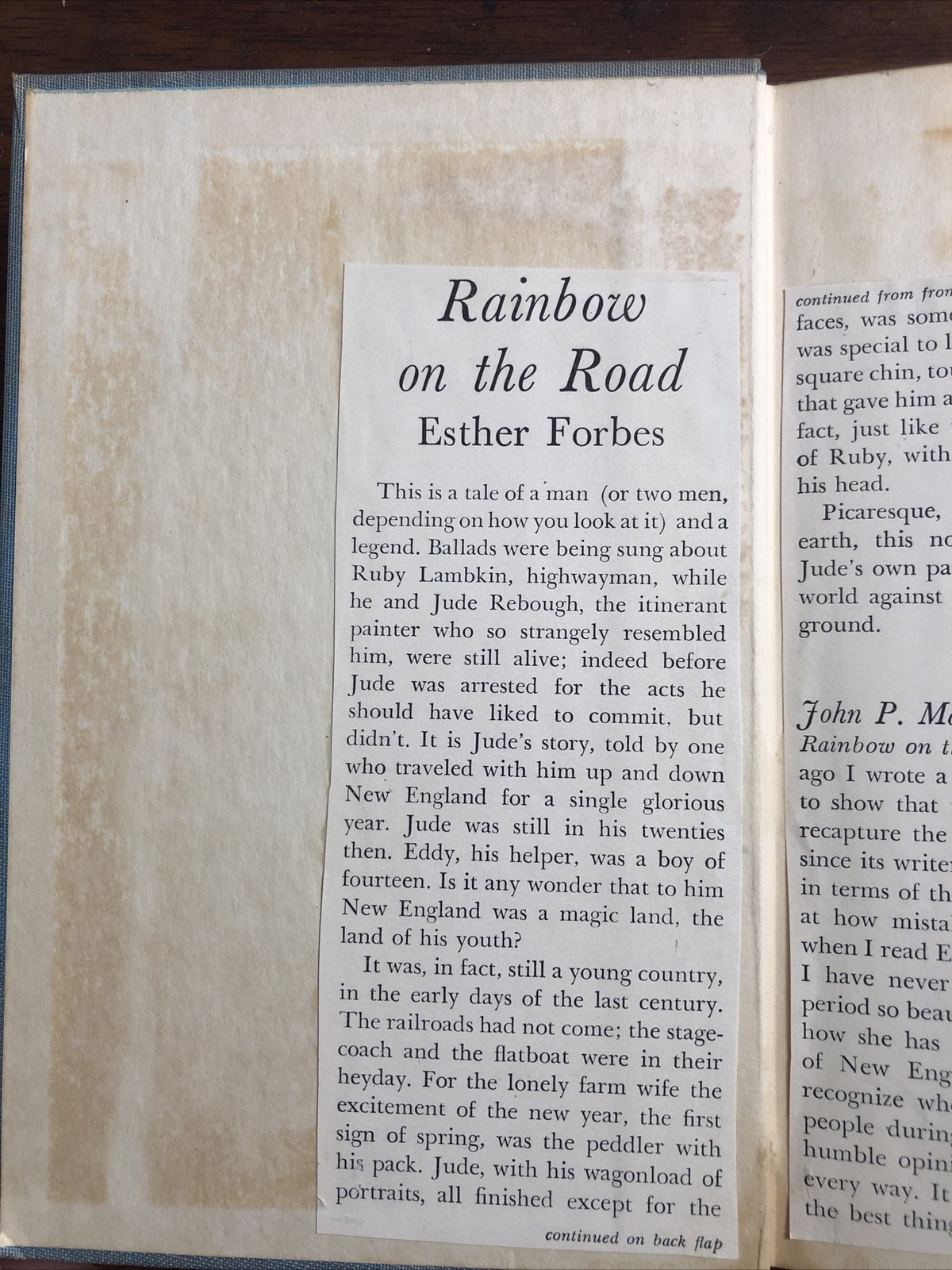 Rainbow On The Road book by Esther Forbes Hoskins 1954 Vintage hardcover book