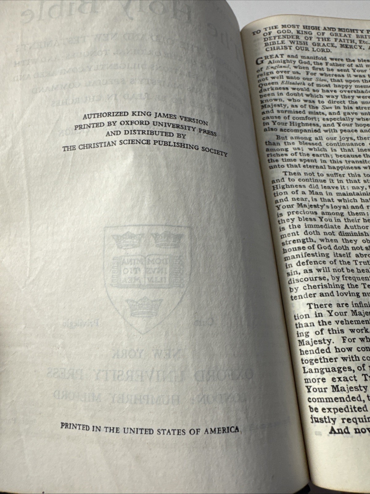 Vintage Oxford University Press Blue Gray Leather KJV Bible