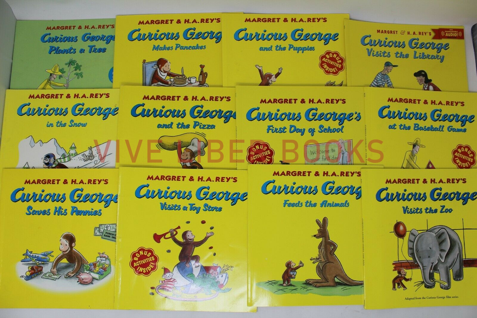 Lot of 10 Curious George Books Children Kids PB/HC – H.A. Rey- Random/Unsorted