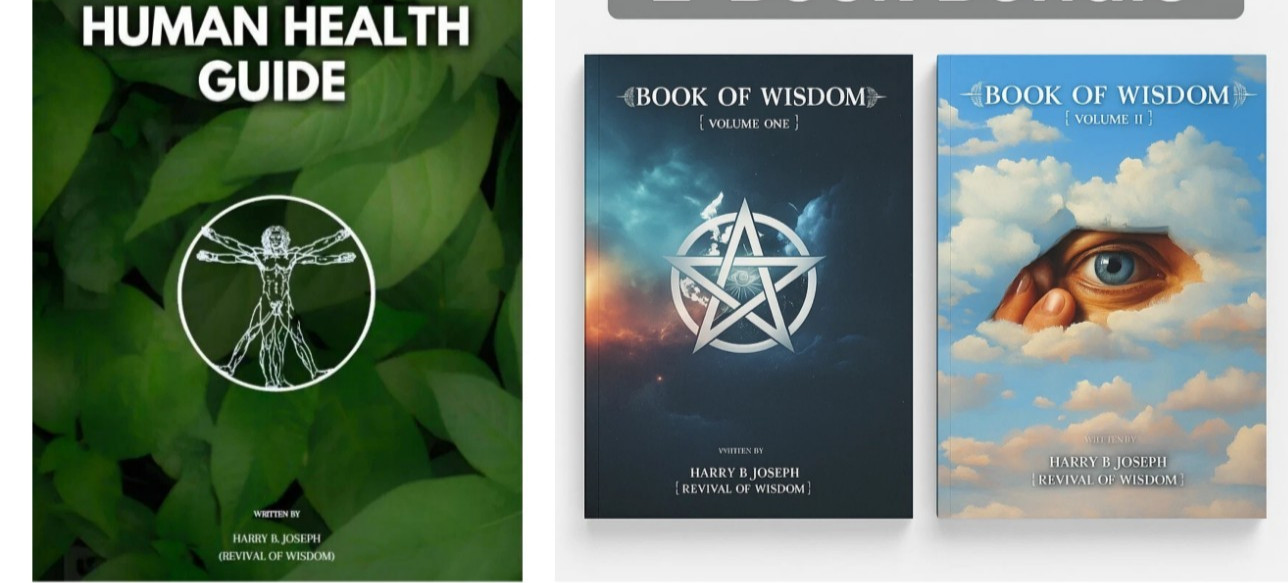 Book of Wisdom Volumes 1 & 2 by Harry B. Joseph & HUMAN HEALTH GUIDE USA Stock