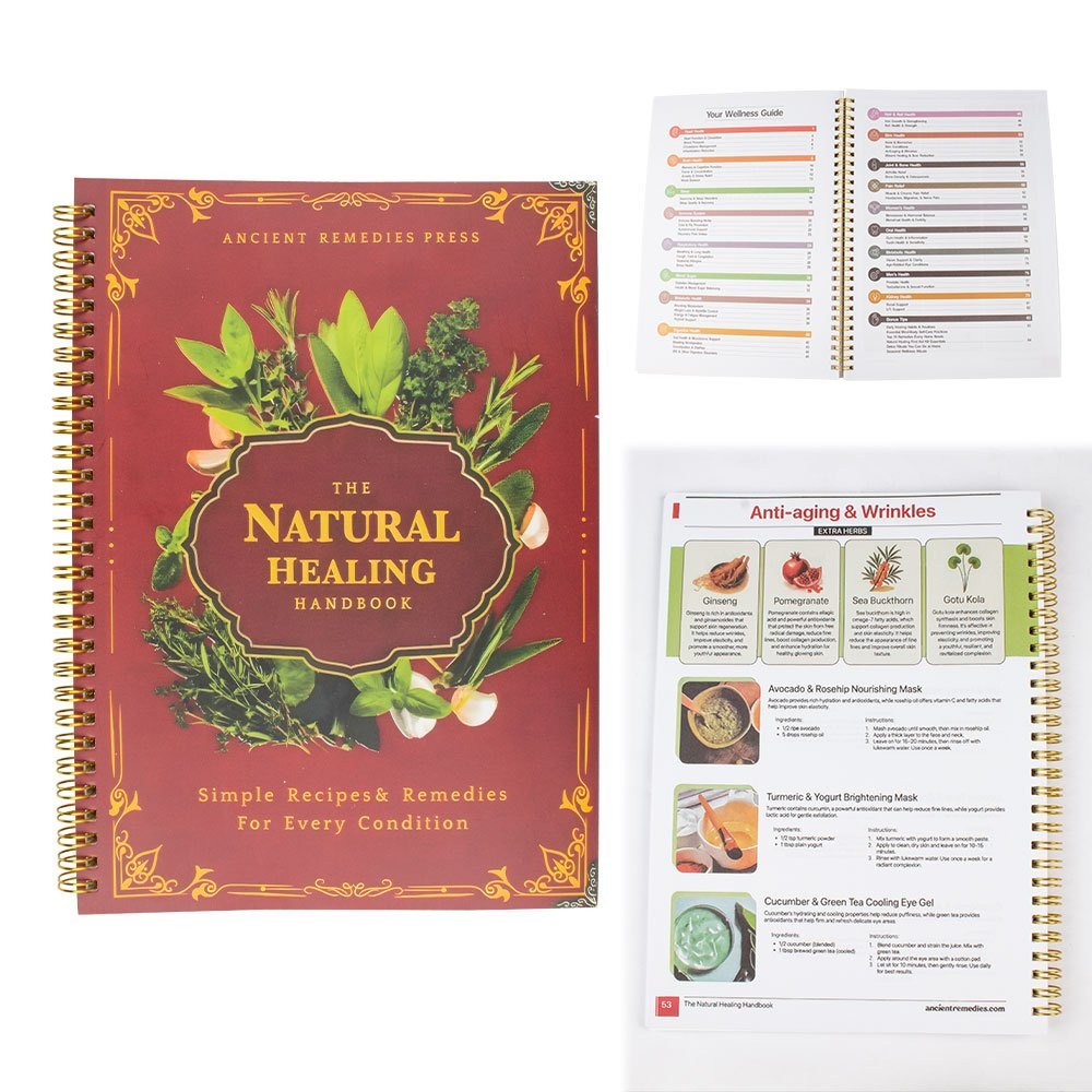 The Natural Healing Handbook, Spiral-Bound Guide for Herbal Remedies and Natural
