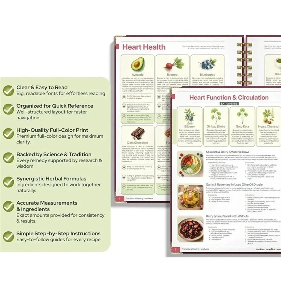 The Natural Healing Handbook, Spiral-Bound Guide for Herbal Remedies USA