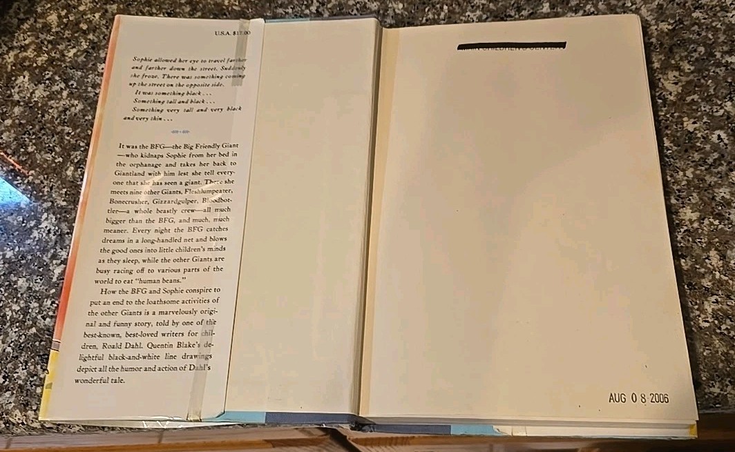 The BFG by Roald Dahl (Hardcover) First American Edition 1982