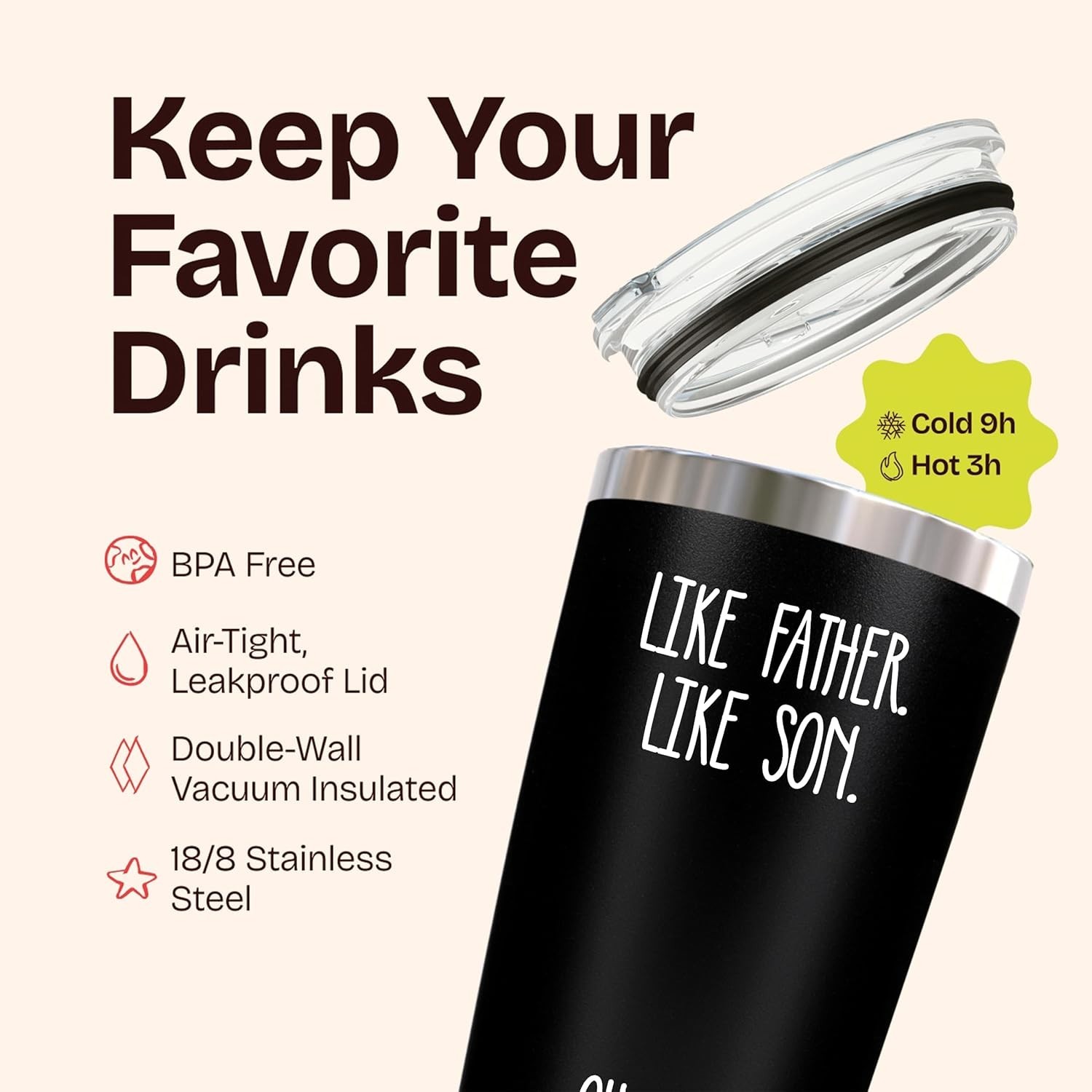 20oz Insulated Tumbler – Perfect Gift for Dads – Like Father Like Son Cup