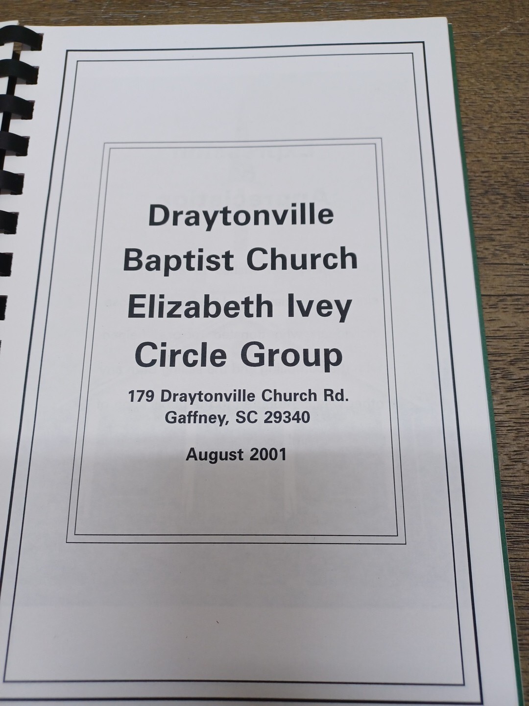 Recipes to Remember, Draytonville Baptist Church, August 2001 – 128 pages