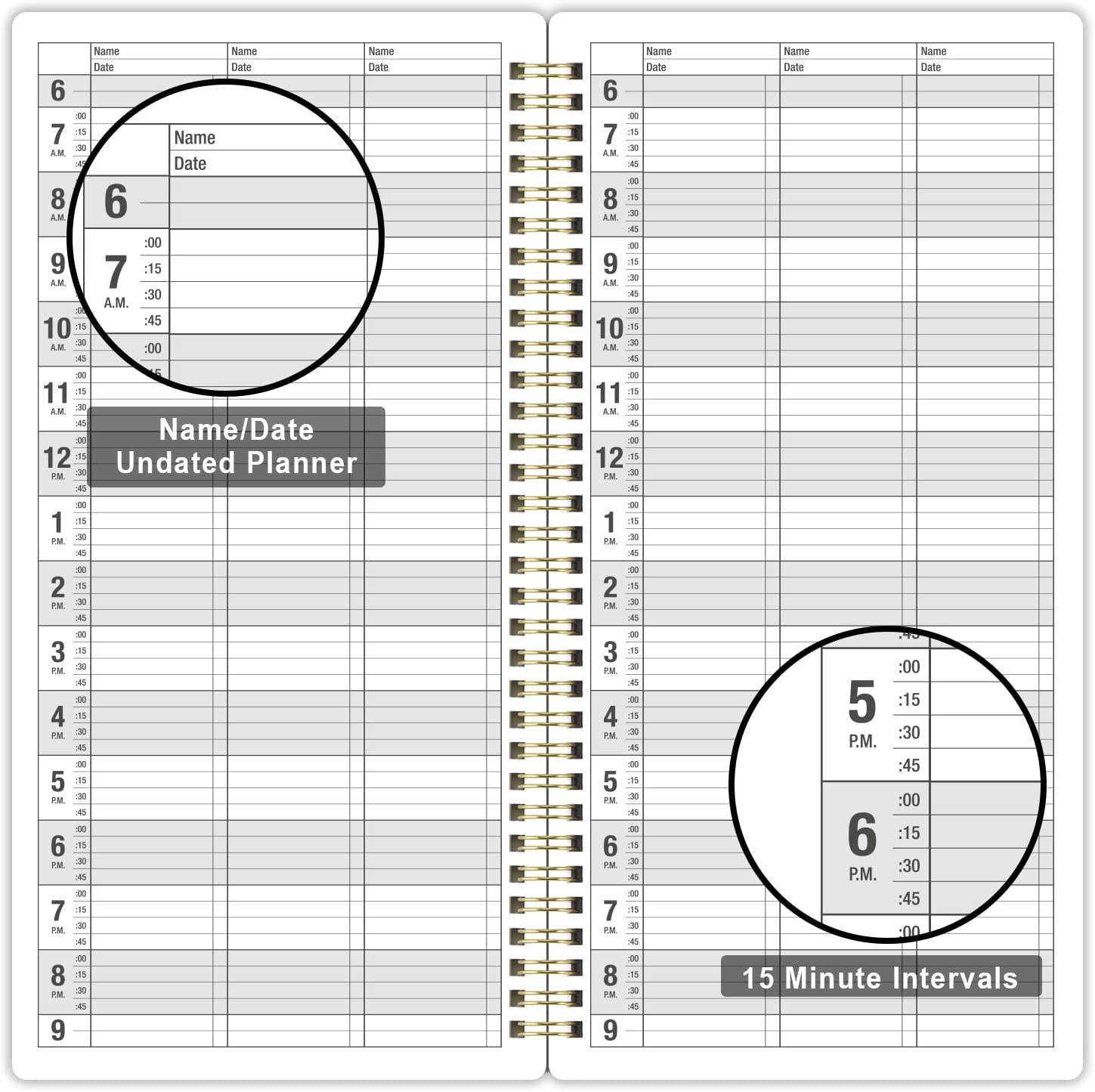 Salon Appointment Book – 15 Min Increments, 3 Cols, 200 Pages, 6.1” X 11.54”,